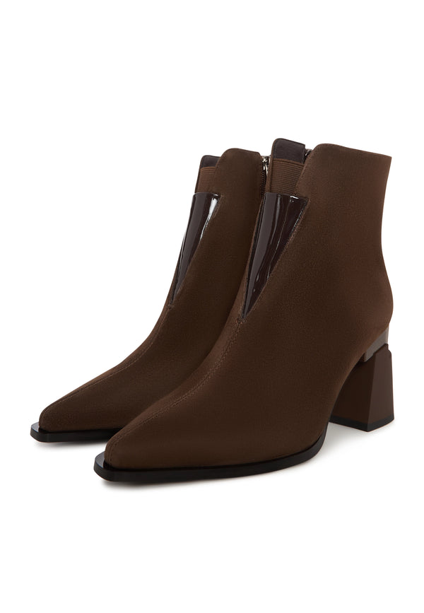 Architect Heel Leather Ankle Boot - Brown