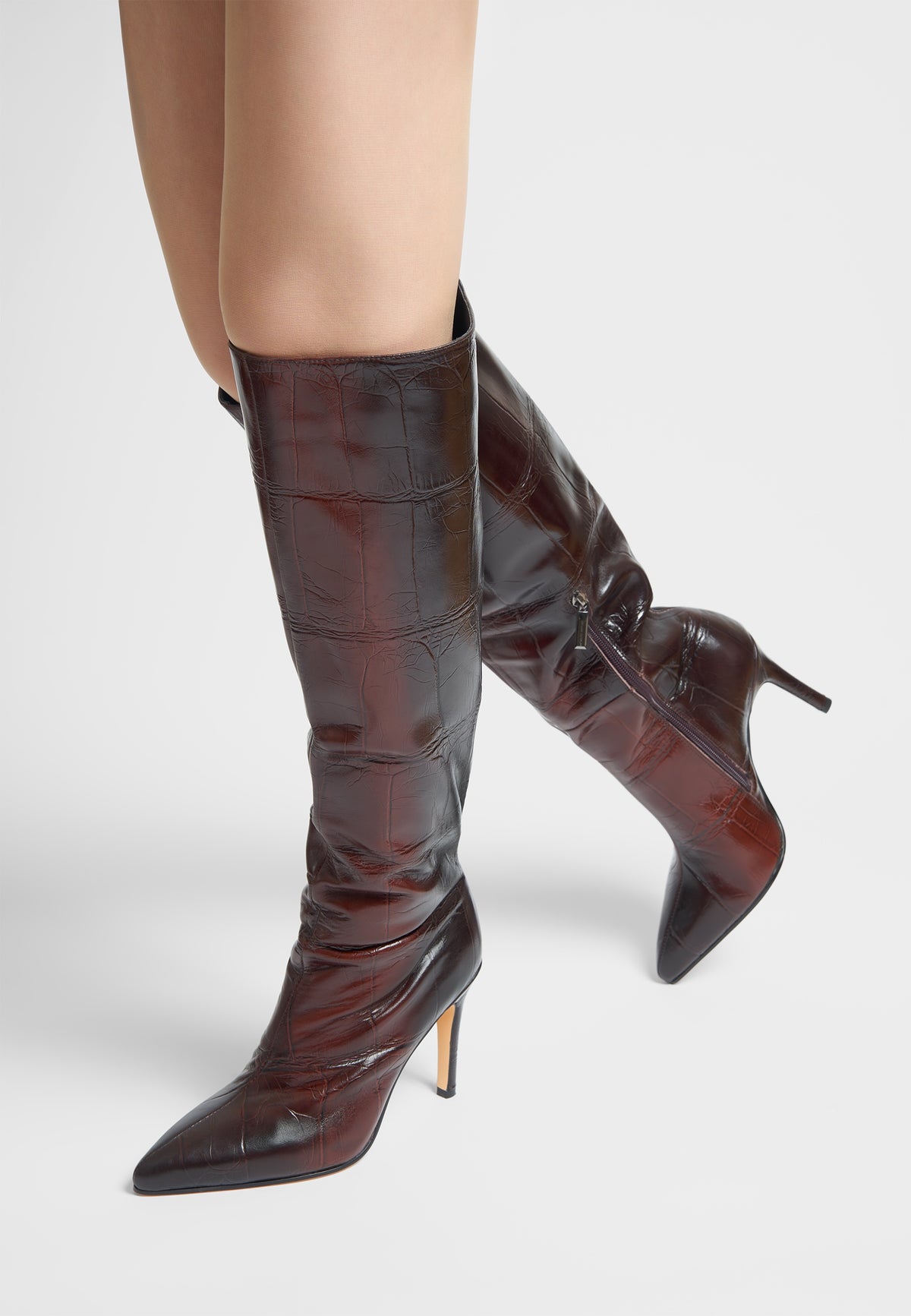Elegante kniehohe Stiletto-Stiefel Reyna - Schwarz