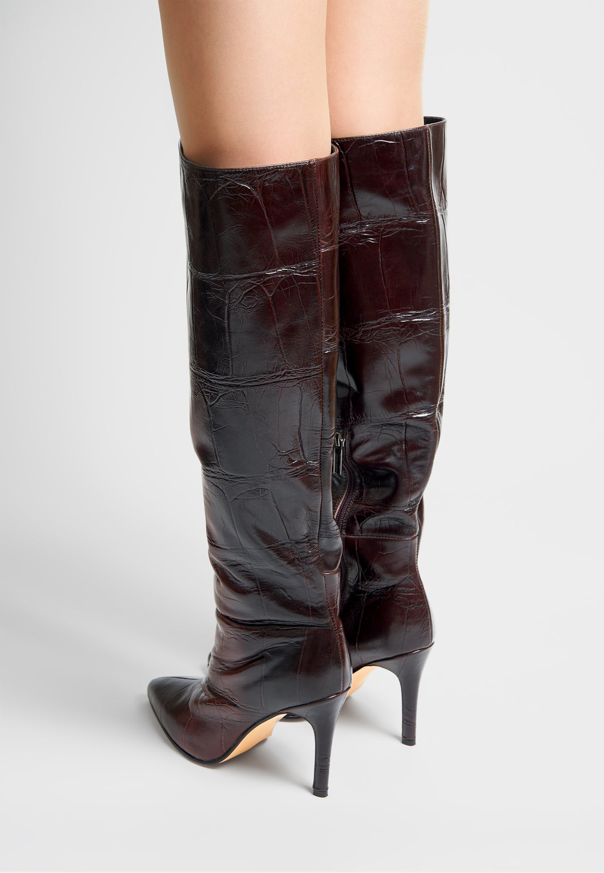 Elegante kniehohe Stiletto-Stiefel Reyna - Schwarz
