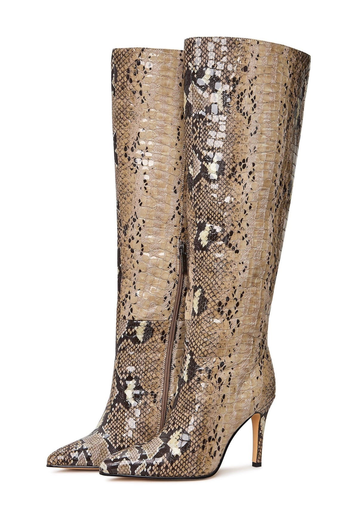 Bold Snake Print Knee-High Boots