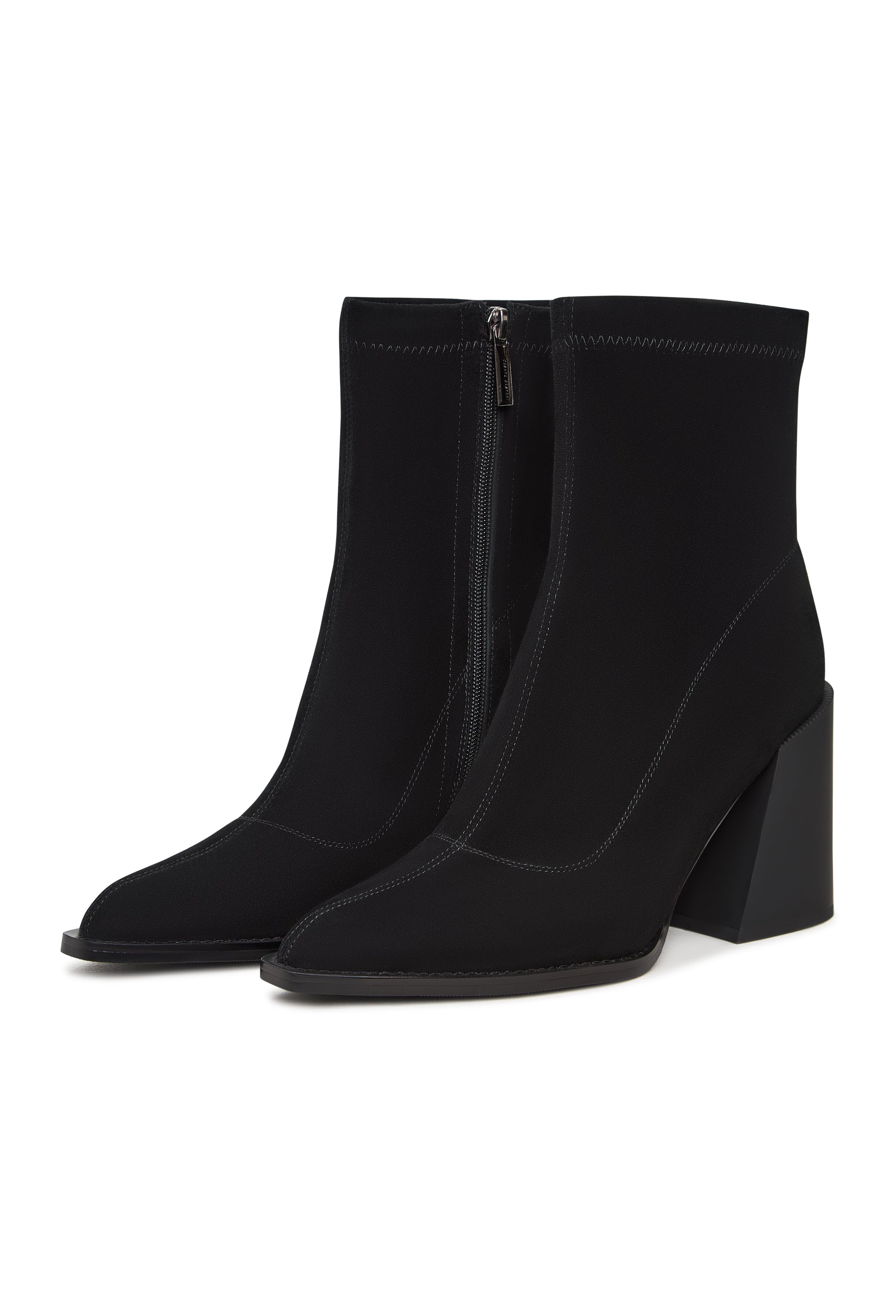 Wildleder-Blockabsatz-Stiefel Layla - Schwarz