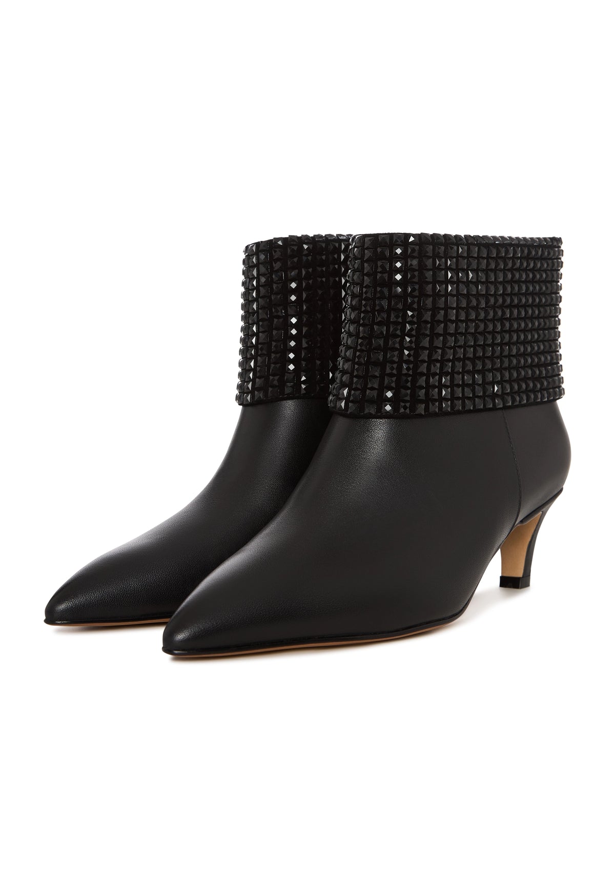 Black Crystal Cuff Leather Ankle Boot