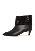 Black Crystal Cuff Leather Ankle Boot