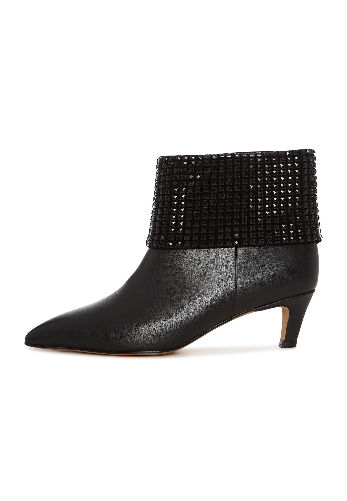 Black Crystal Cuff Leather Ankle Boot