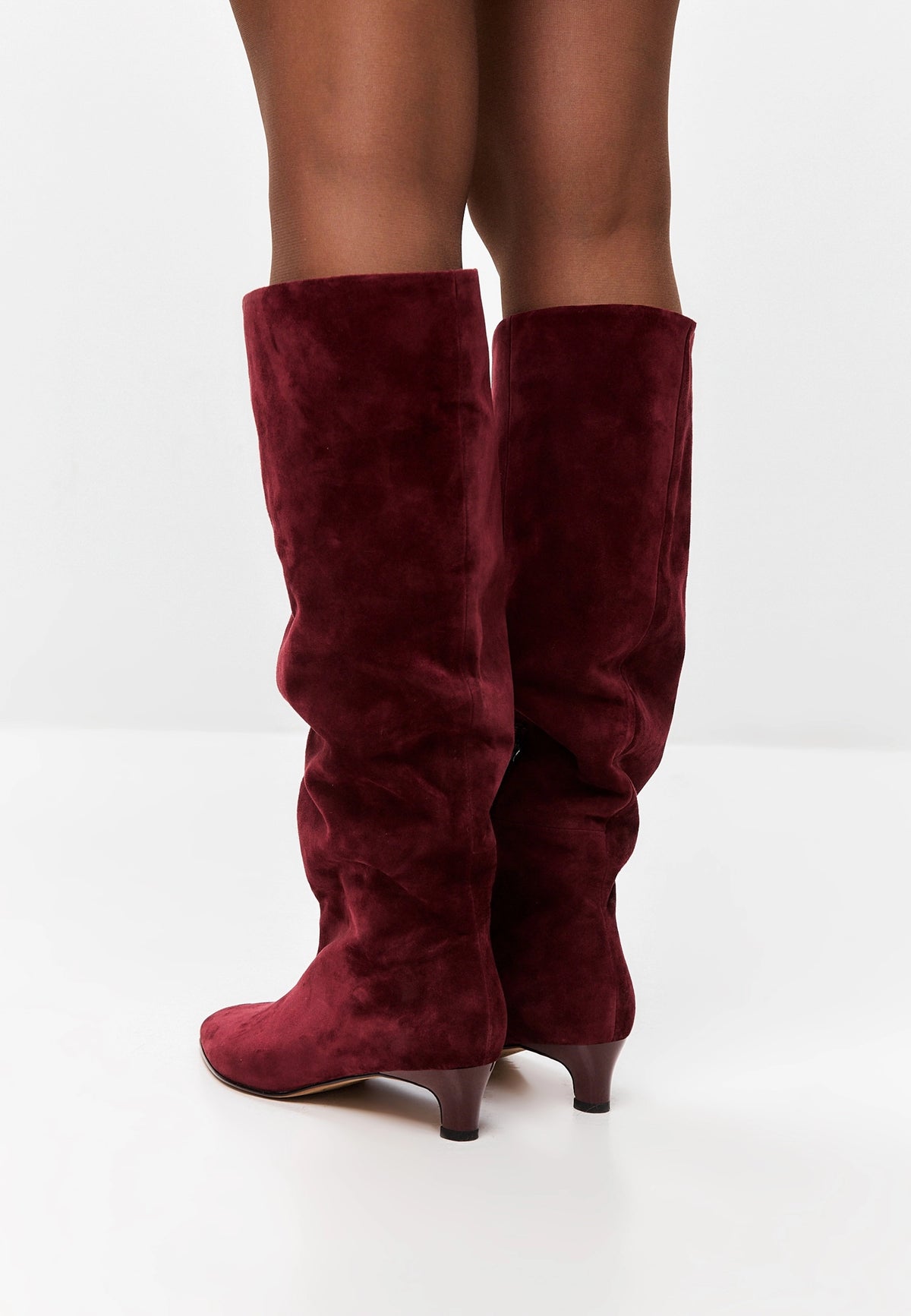 Elegant Suede Knee-High Boot - Bordeaux