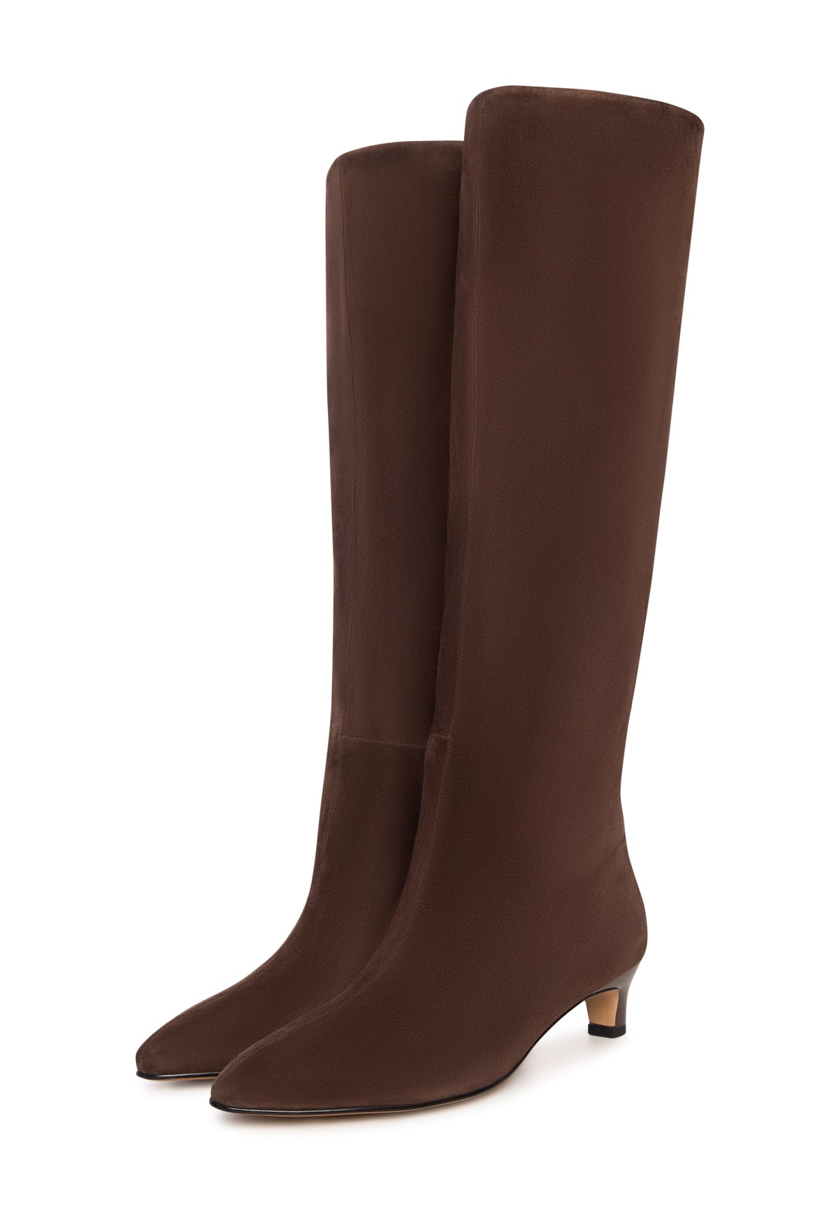 Elegant Suede Knee-High Boot - Dark Brown
