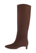 Elegant Suede Knee-High Boot - Dark Brown