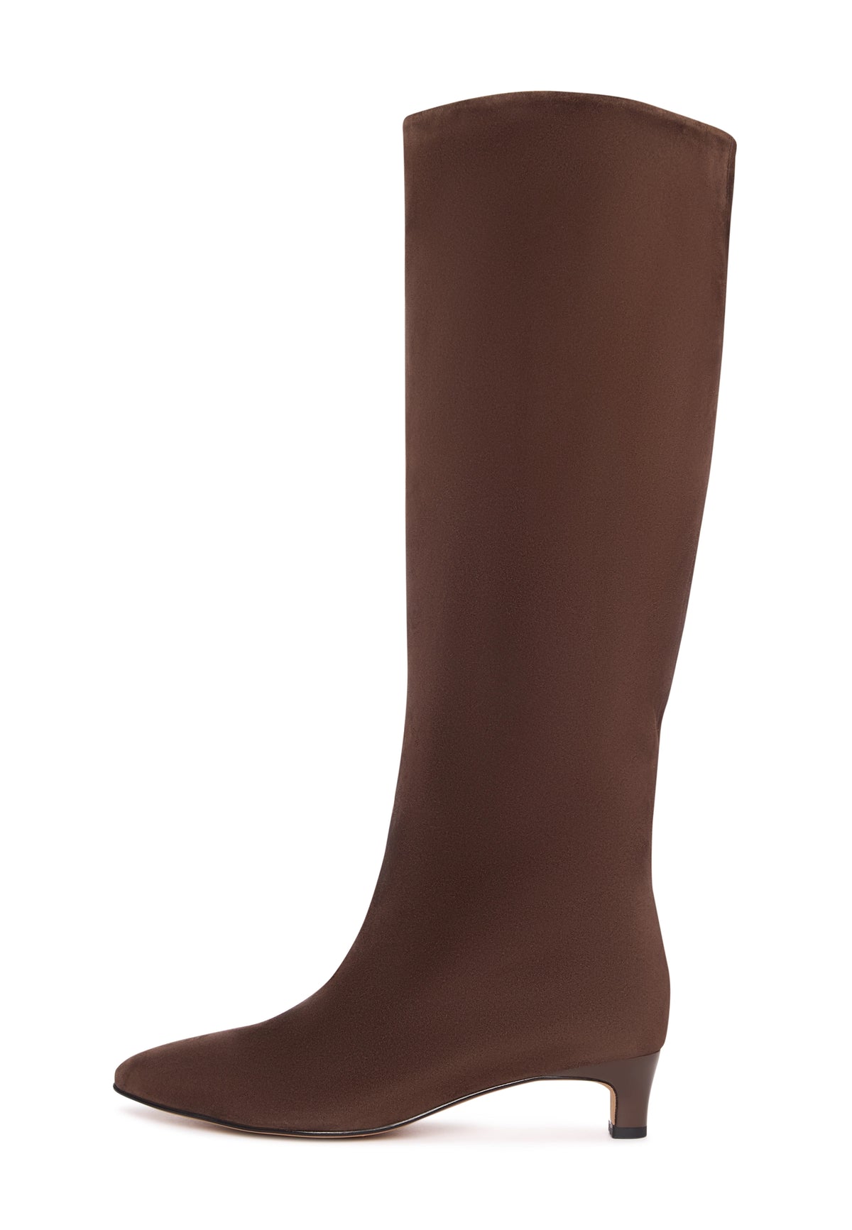 Elegant Suede Knee-High Boot - Dark Brown