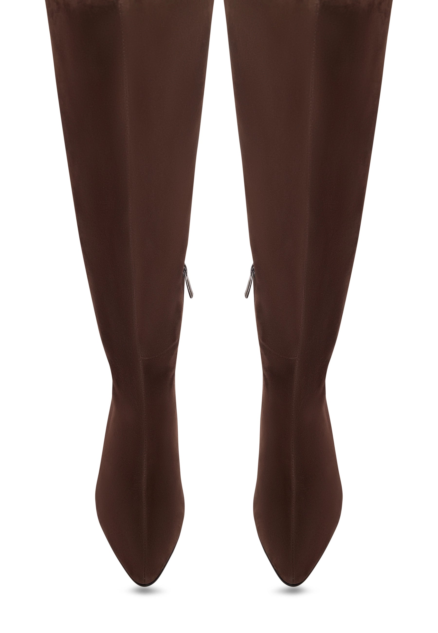 Elegant Suede Knee-High Boot - Dark Brown