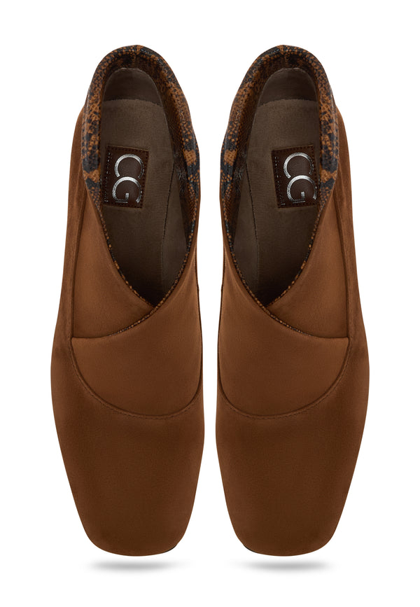 Sculpted High Vamp Ankle Shoe - Brown