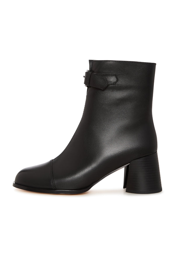Buckle Strap Mid-Heel Boot