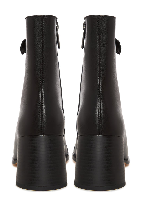 Buckle Strap Mid-Heel Boot