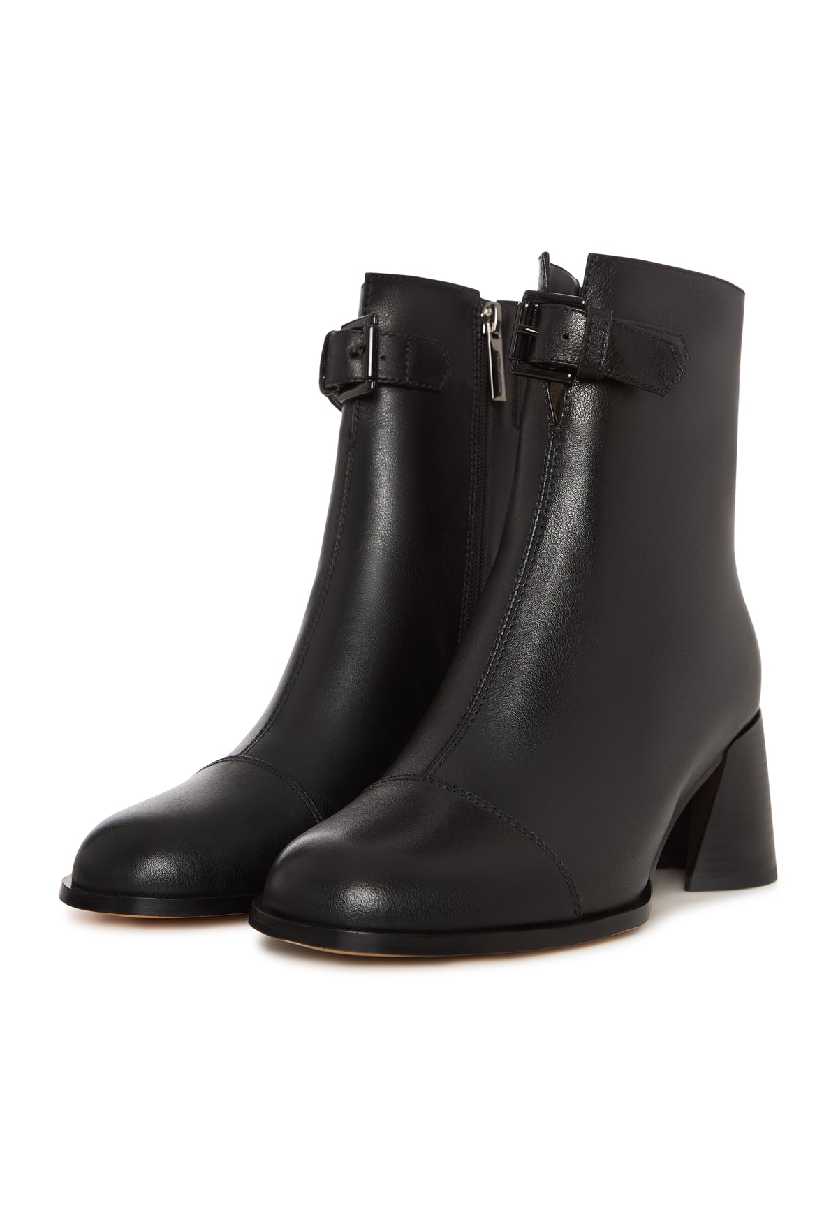 Buckle Strap Mid-Heel Boot