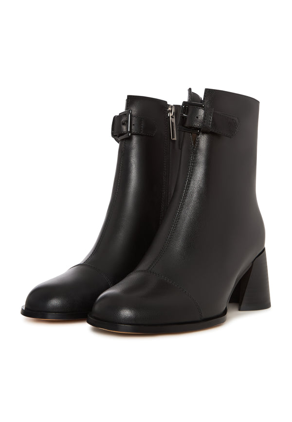 Buckle Strap Mid-Heel Boot