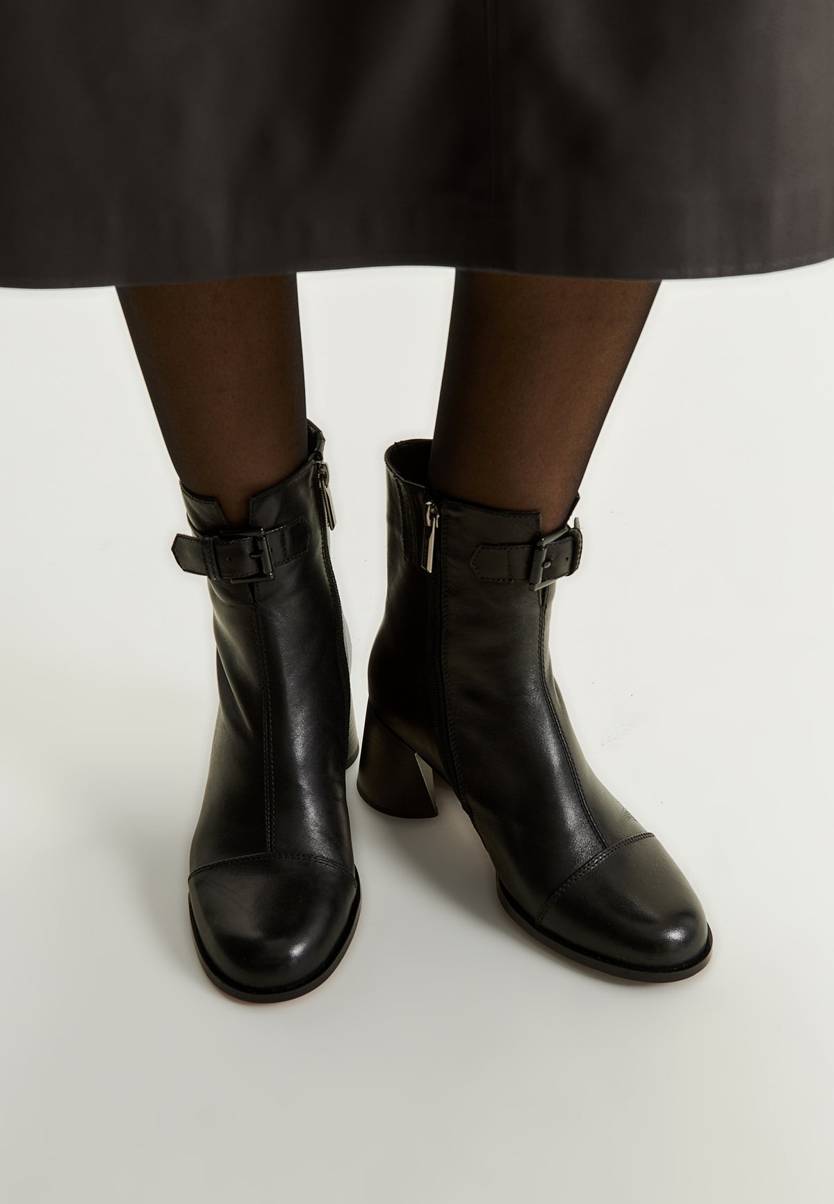 Buckle Strap Mid-Heel Boot