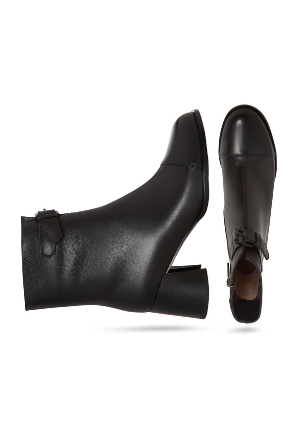 Buckle Strap Mid-Heel Boot