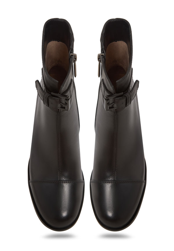 Buckle Strap Mid-Heel Boot