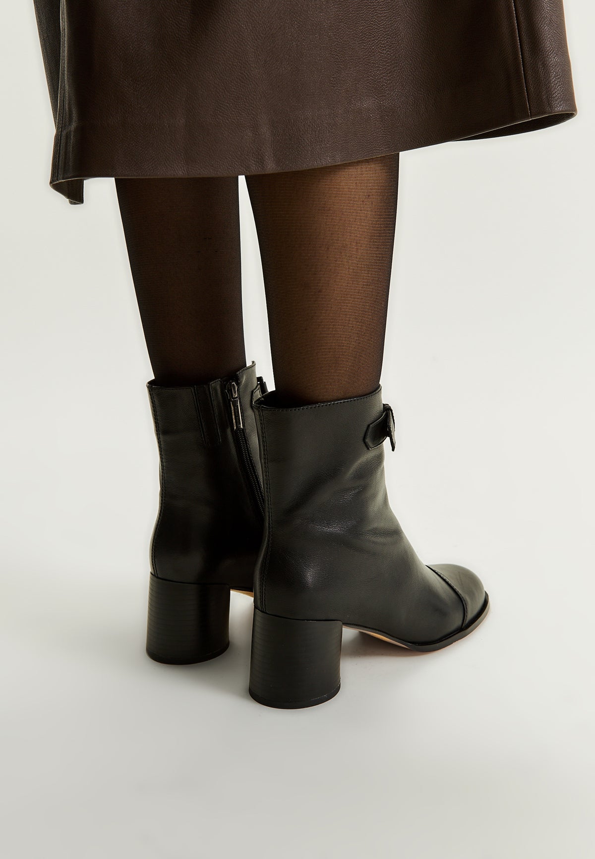 Buckle Strap Mid-Heel Boot