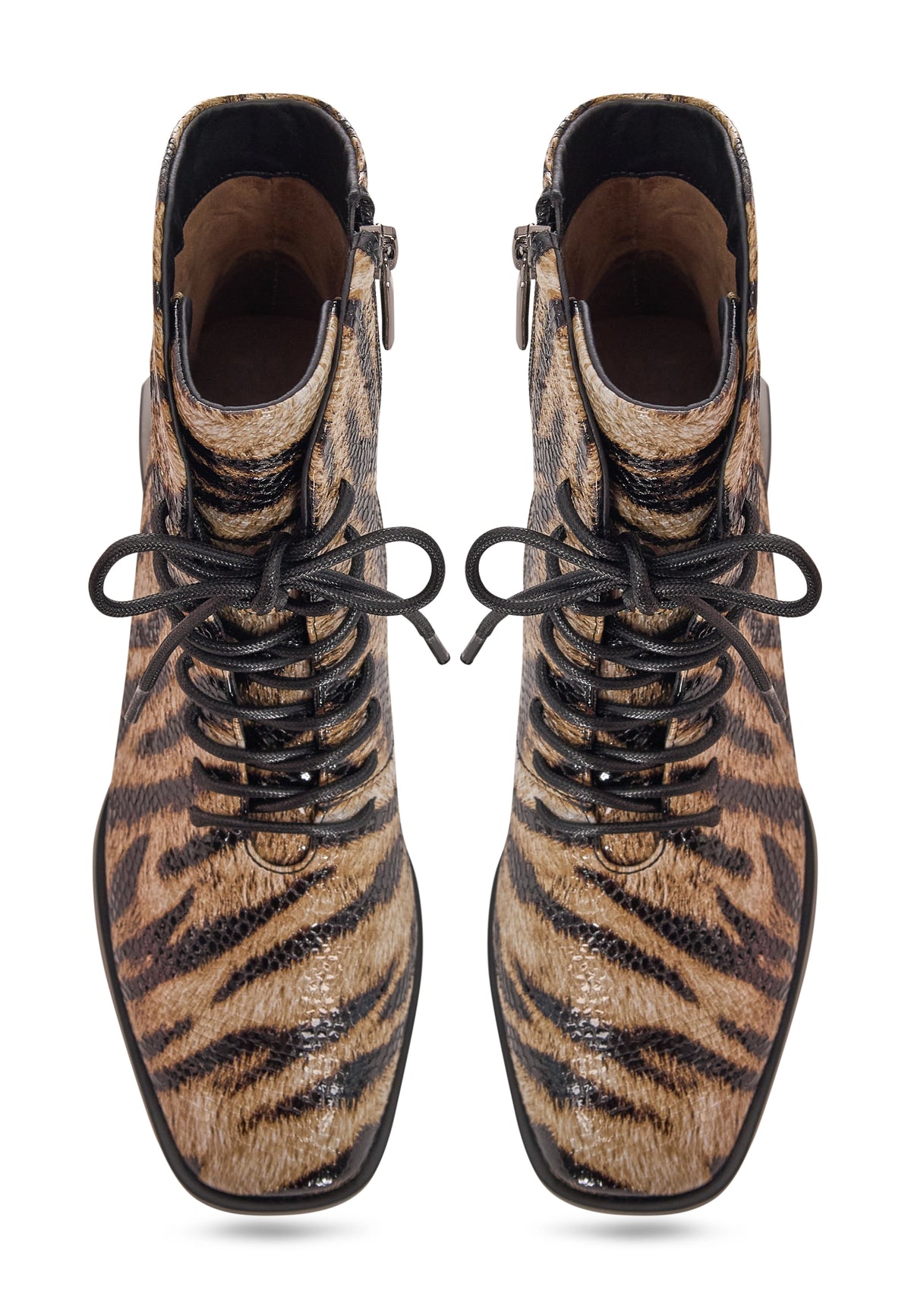 Geometric Heel Lace-Up Bootie - Cheetah