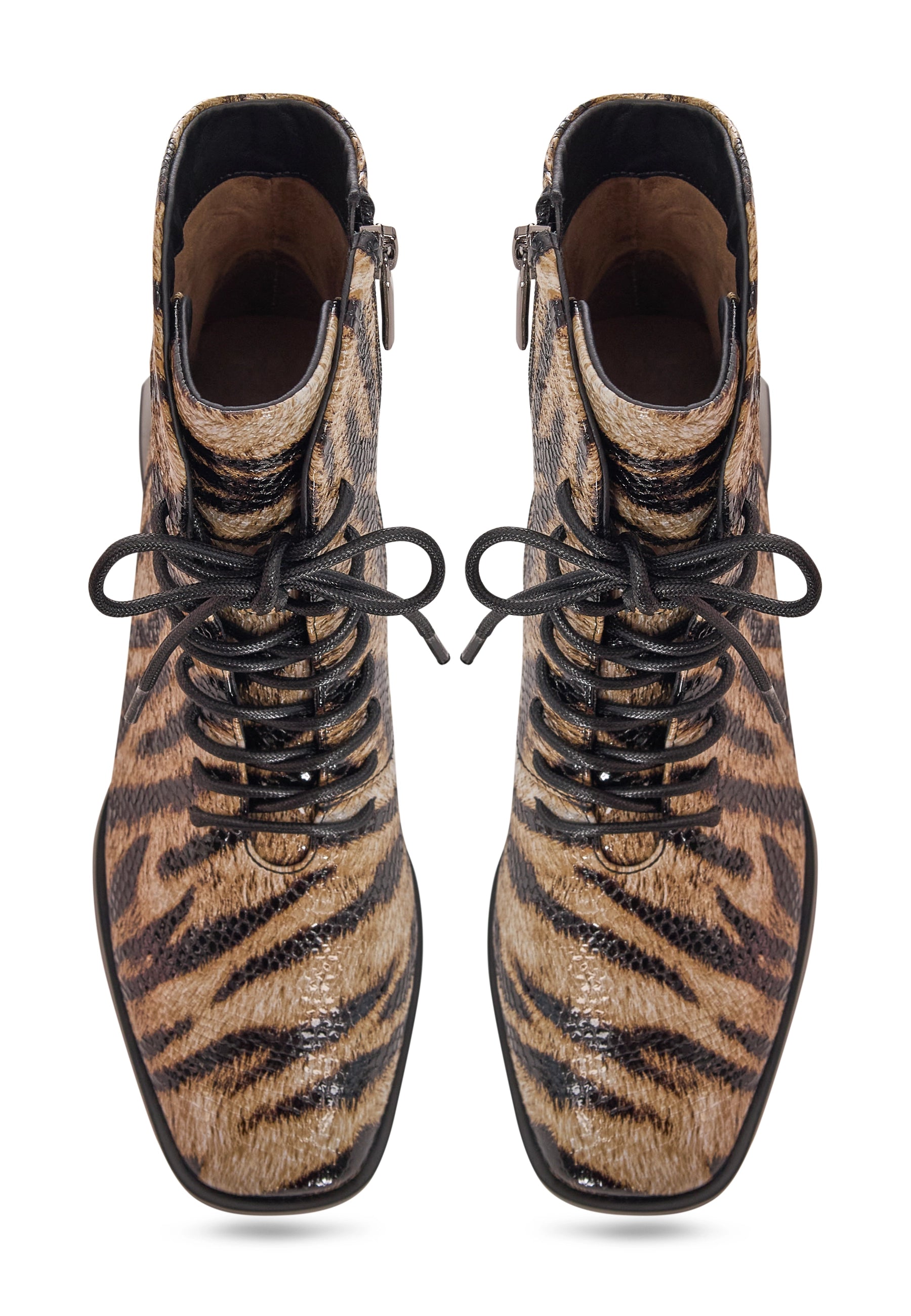 Geometric Heel Lace-Up Bootie - Cheetah