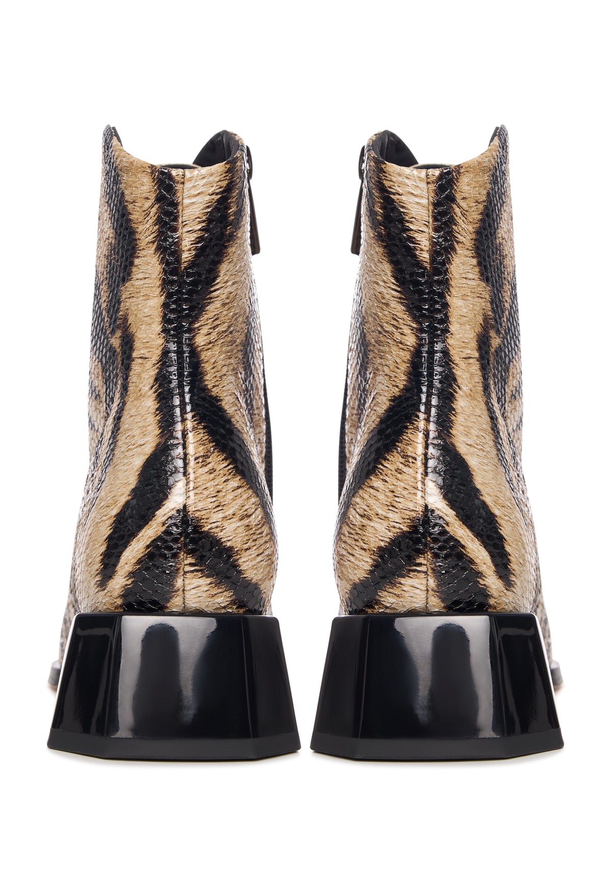 Geometric Heel Lace-Up Bootie - Cheetah