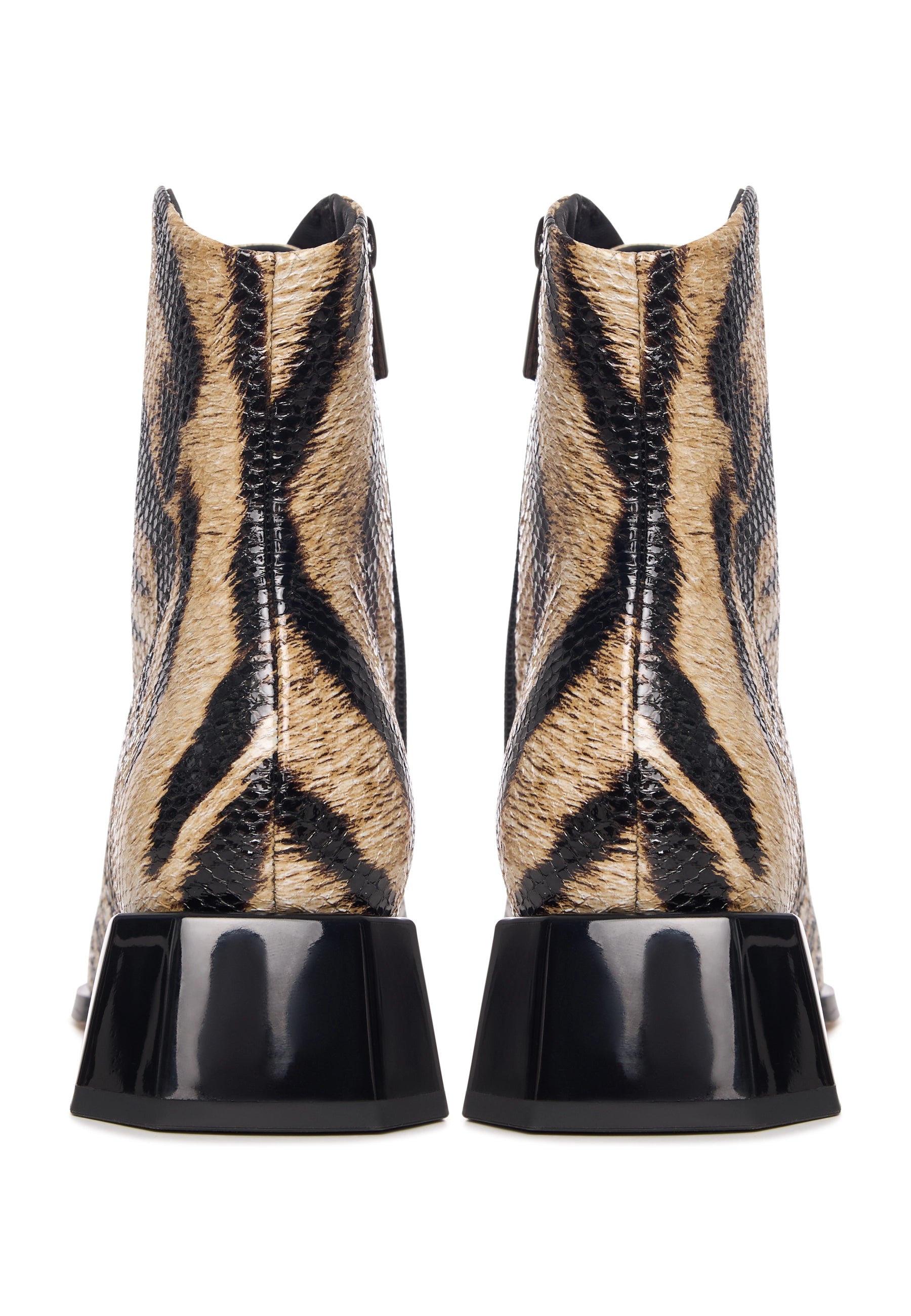 Geometric Heel Lace-Up Bootie - Cheetah