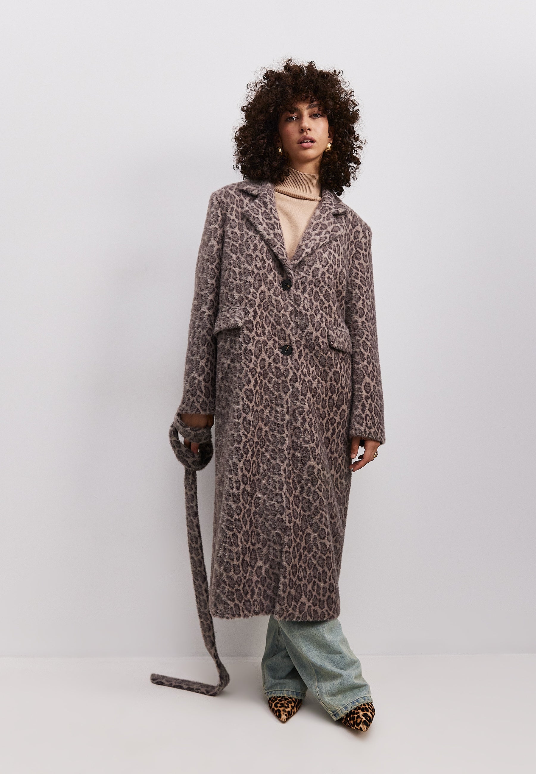 Long Faux Fur Coat Bianca - Leopard