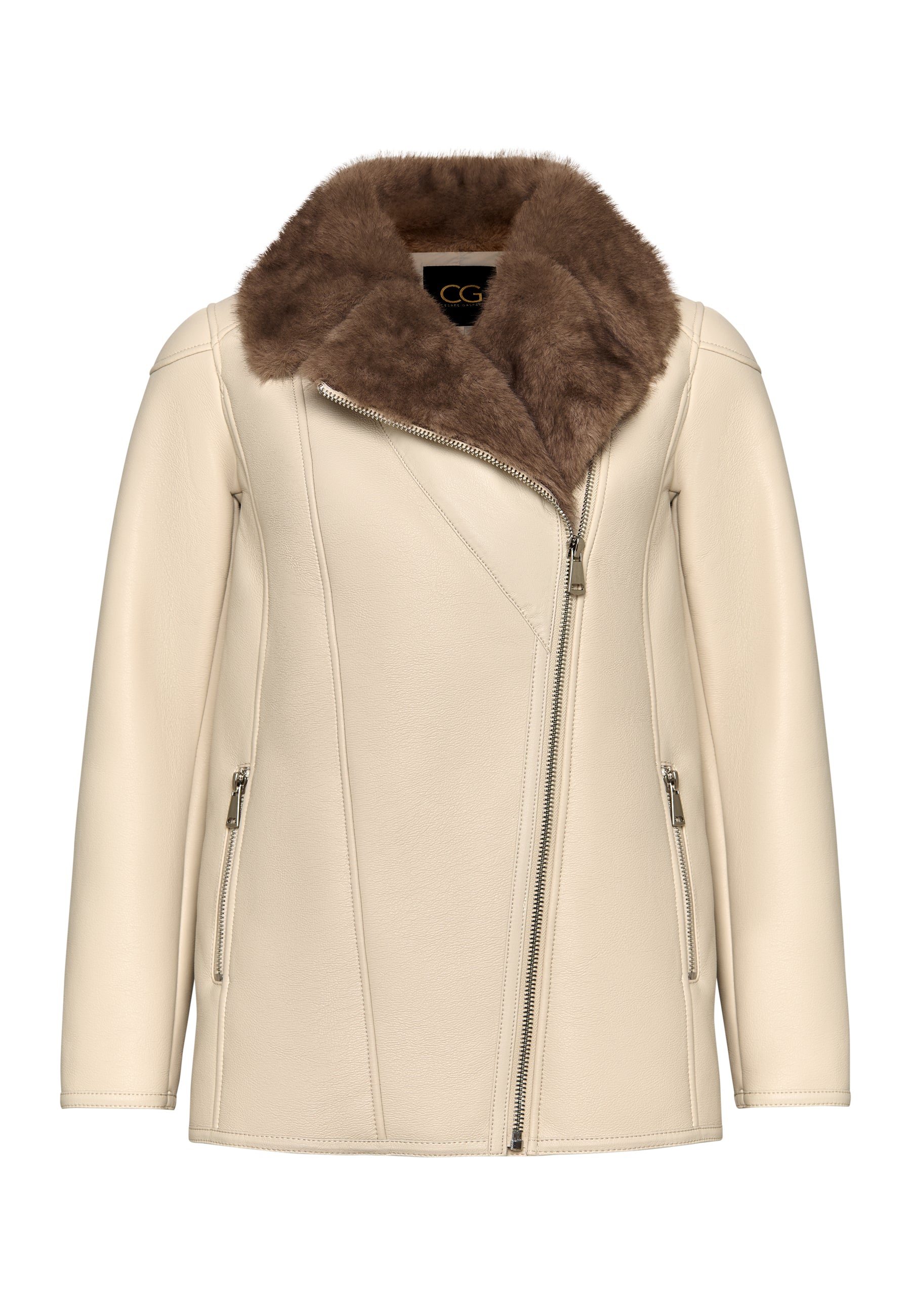 Luxurious Women’s Shearling-Lined Beige Coat with Belt – Elegant Winter Jacket