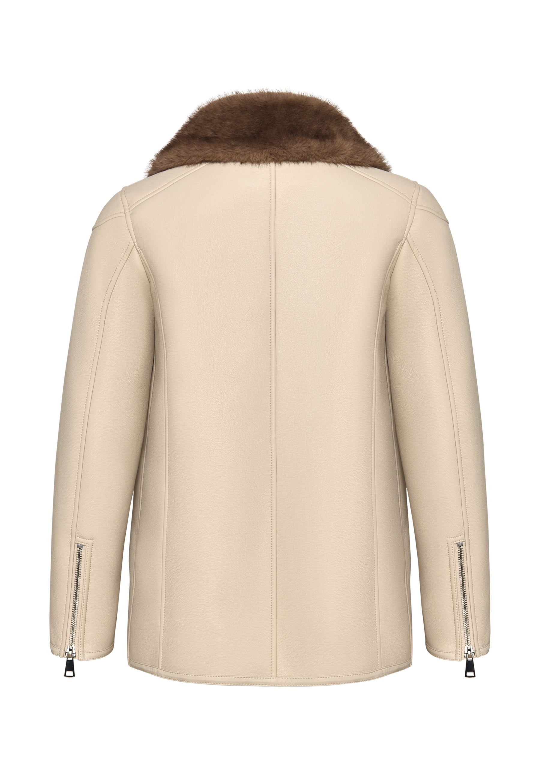 Luxurious Women’s Shearling-Lined Beige Coat with Belt – Elegant Winter Jacket