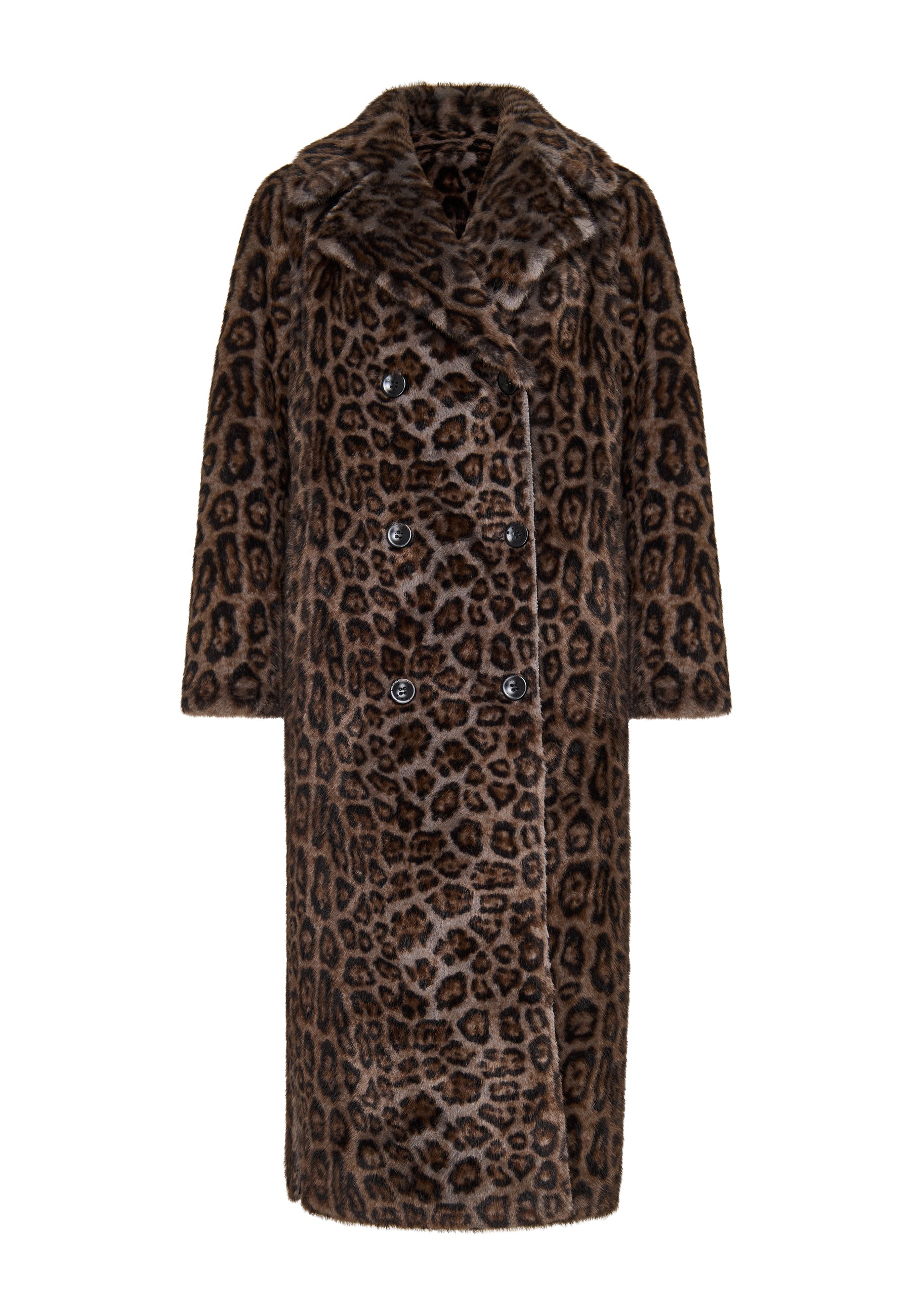 Reversible Faux Animal Print Shearling Long Coat