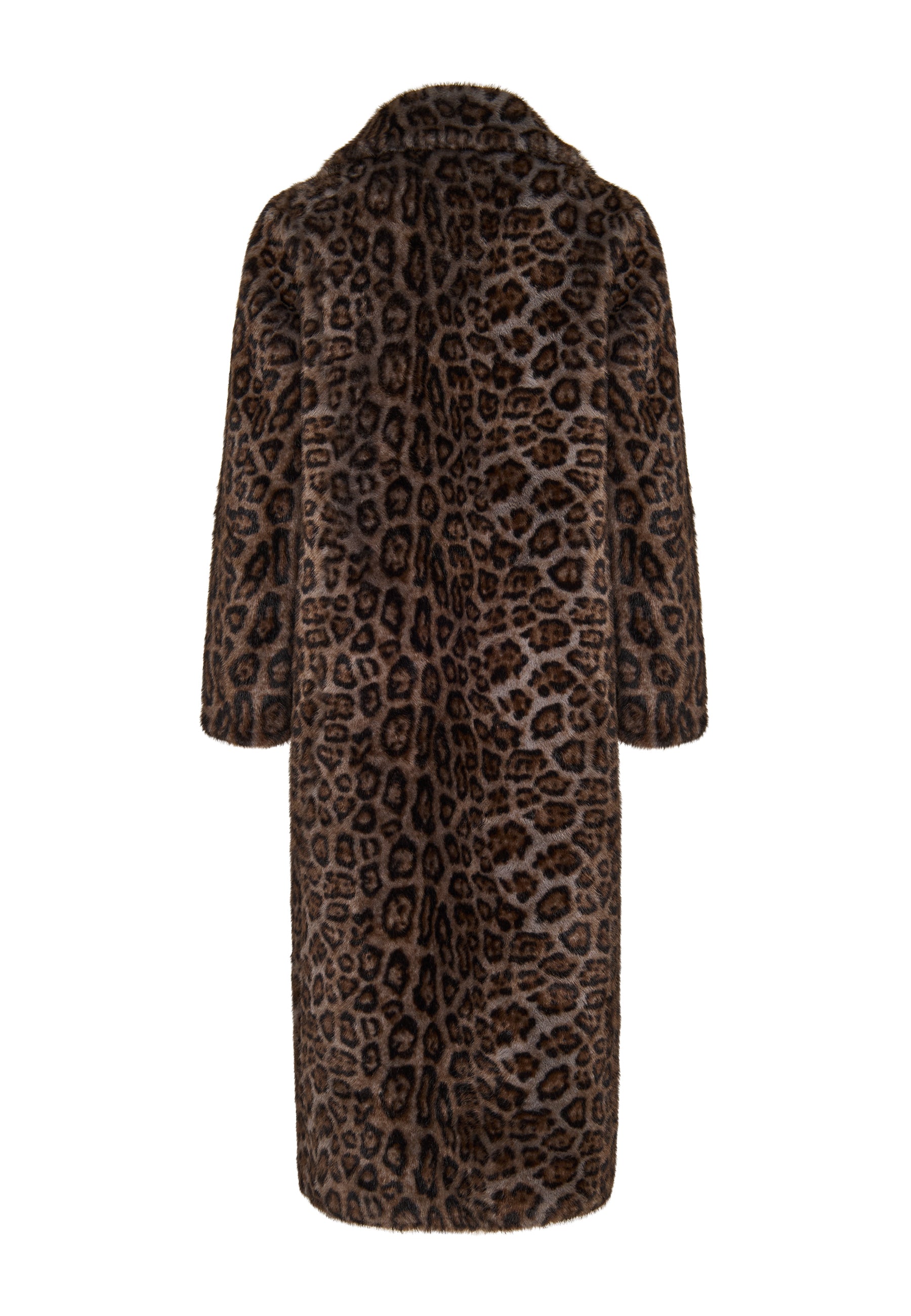 Reversible Faux Animal Print Shearling Long Coat