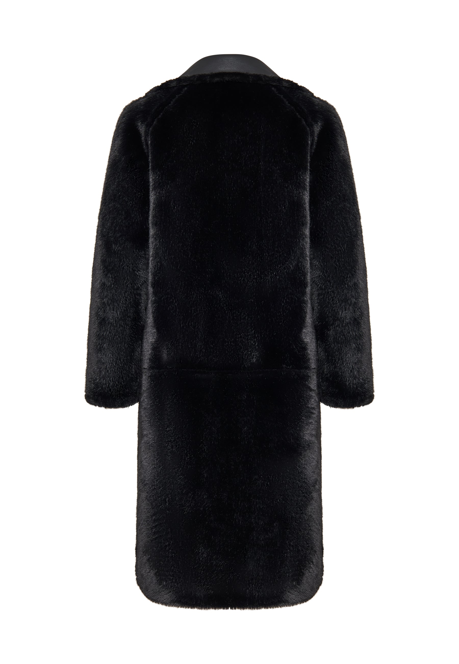 Button-Up Faux Reversible Long Coat - Black