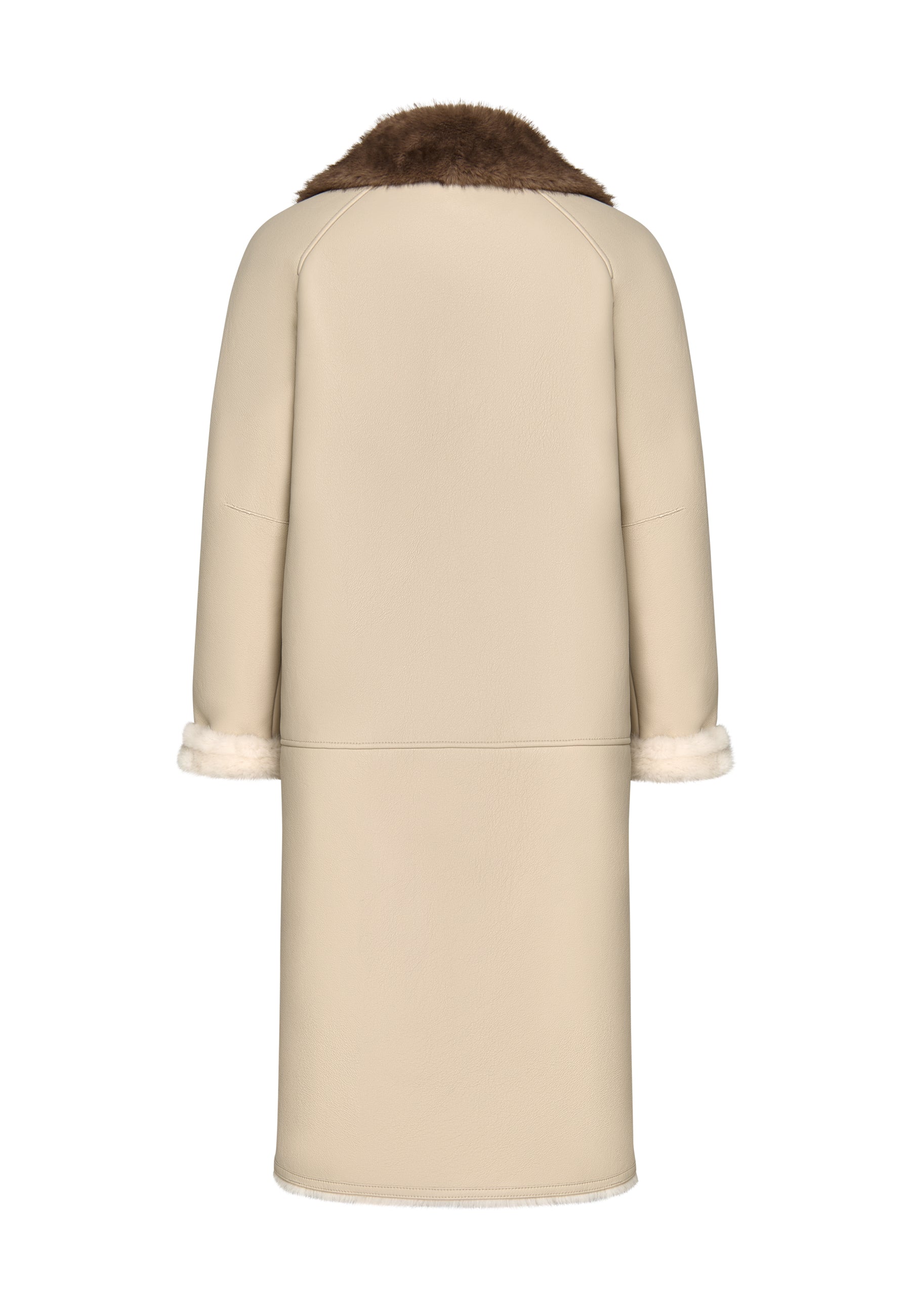 Button-Up Faux Reversible Long Coat - Ivory