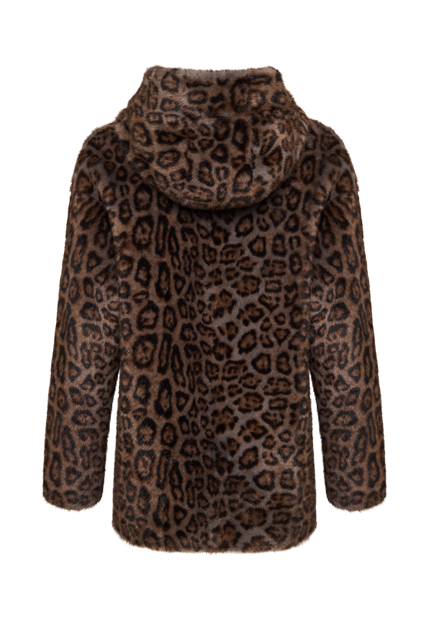 Reversible Faux Leather Jacket with Leopard Faux Fur Trim