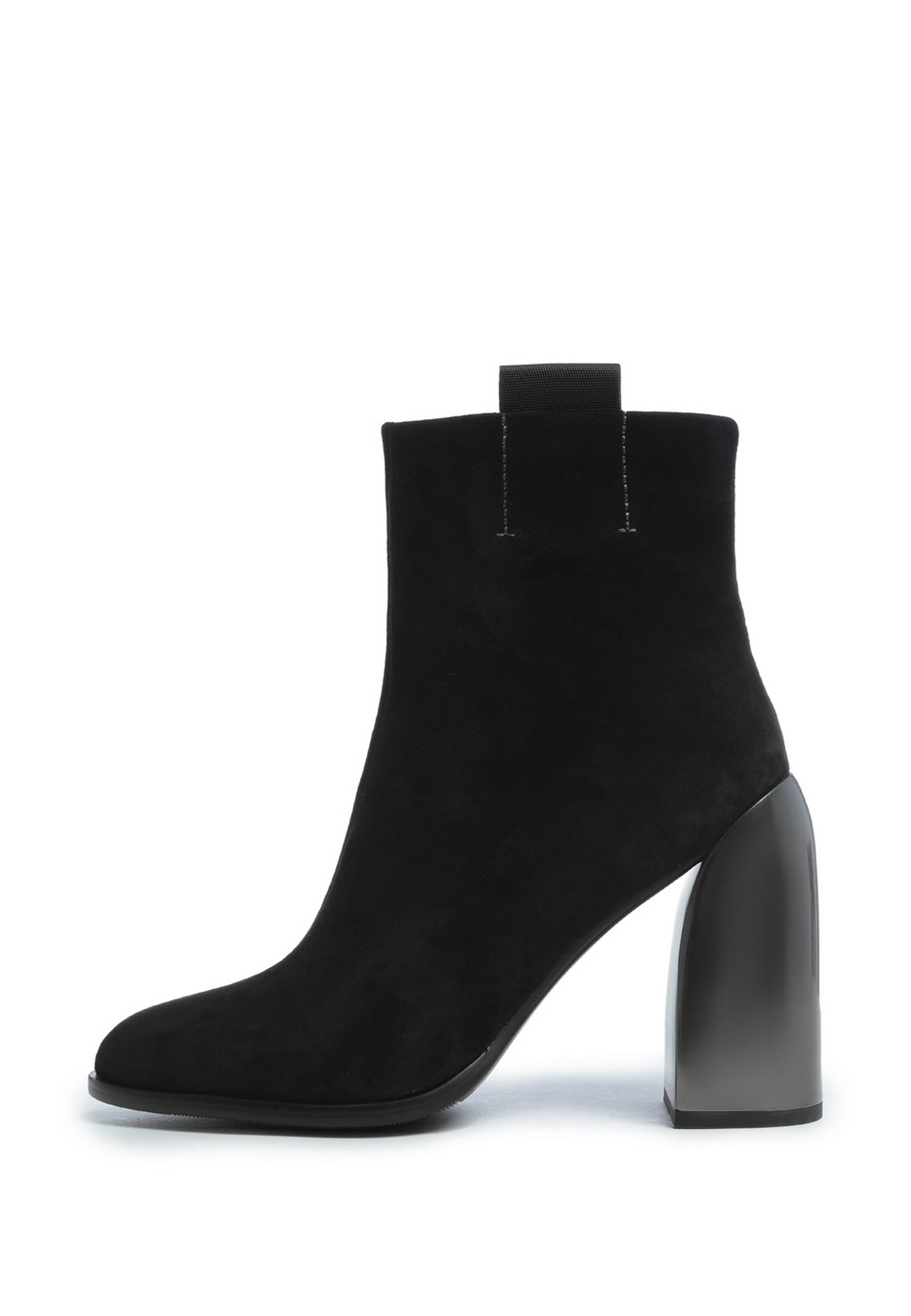 Black Suede Square Heel Ankle Boots