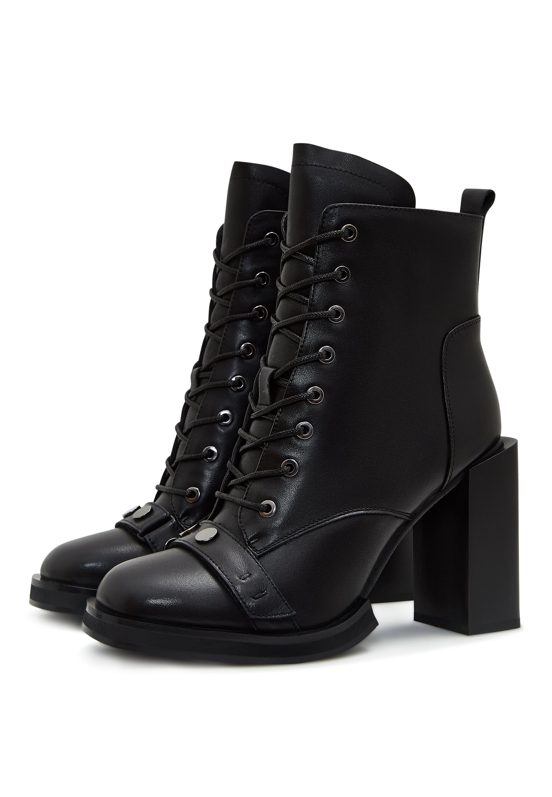 Leather Lace-Up Ankle Boots Laetitia - Black