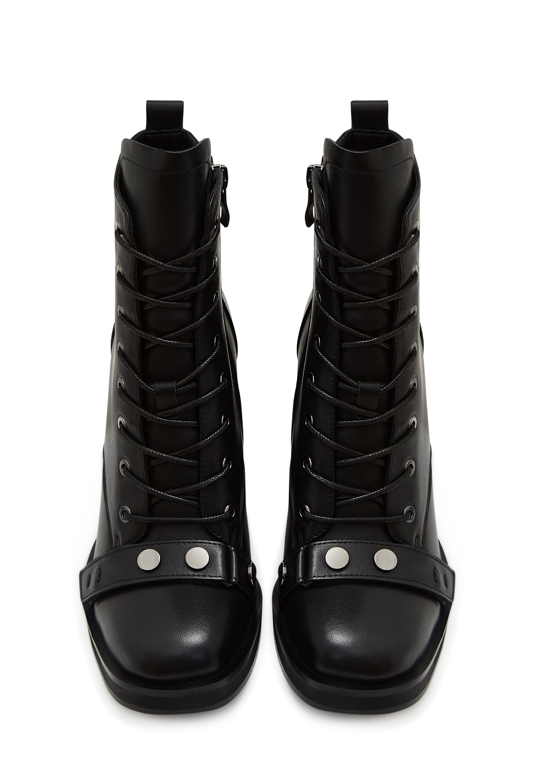 Leather Lace-Up Ankle Boots Laetitia - Black