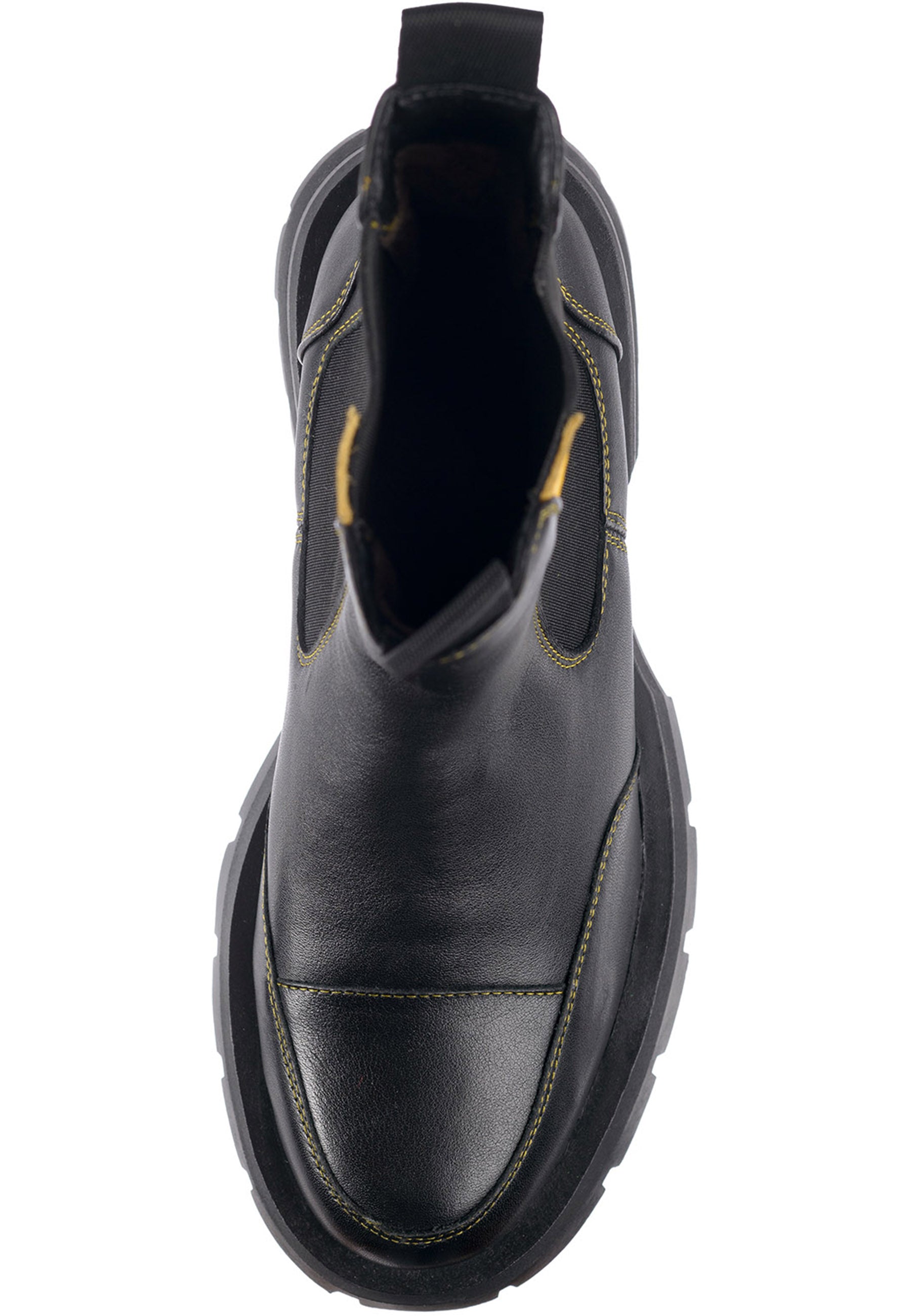 Black Chelsea Boots with Yellow Stitching - Sleek & Durable