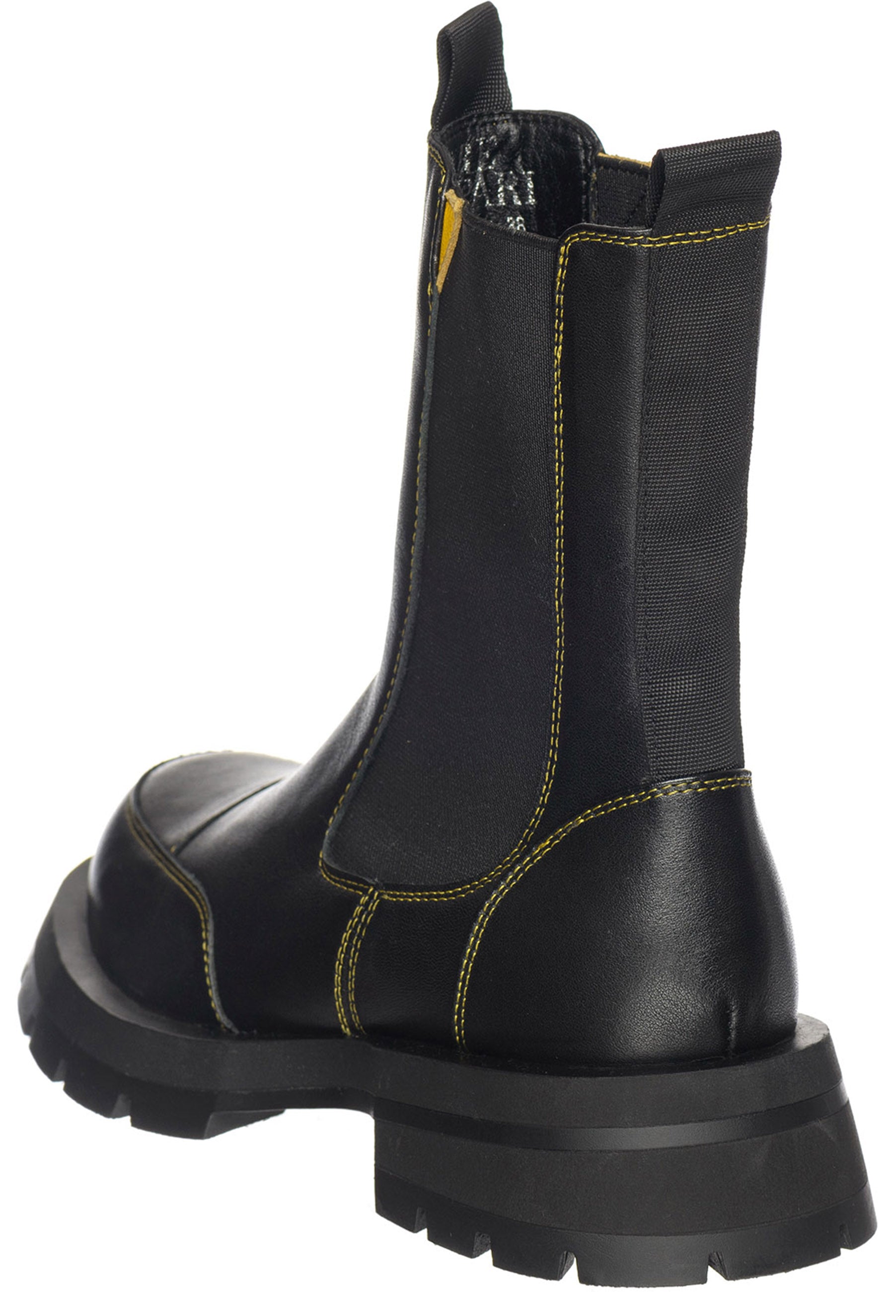 Black Chelsea Boots with Yellow Stitching - Sleek & Durable