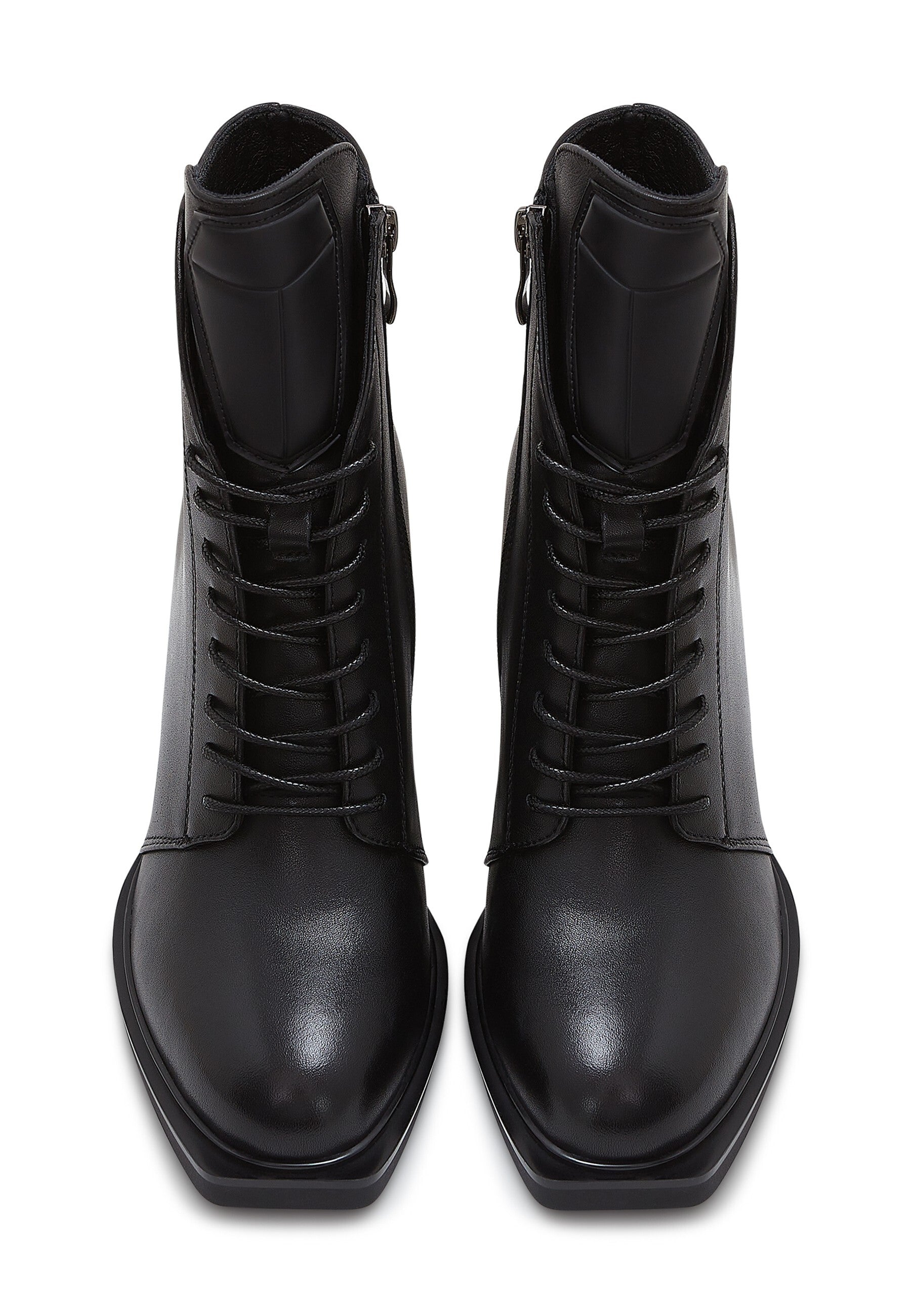 Leather Lace-Up Ankle Boots Behati - Black