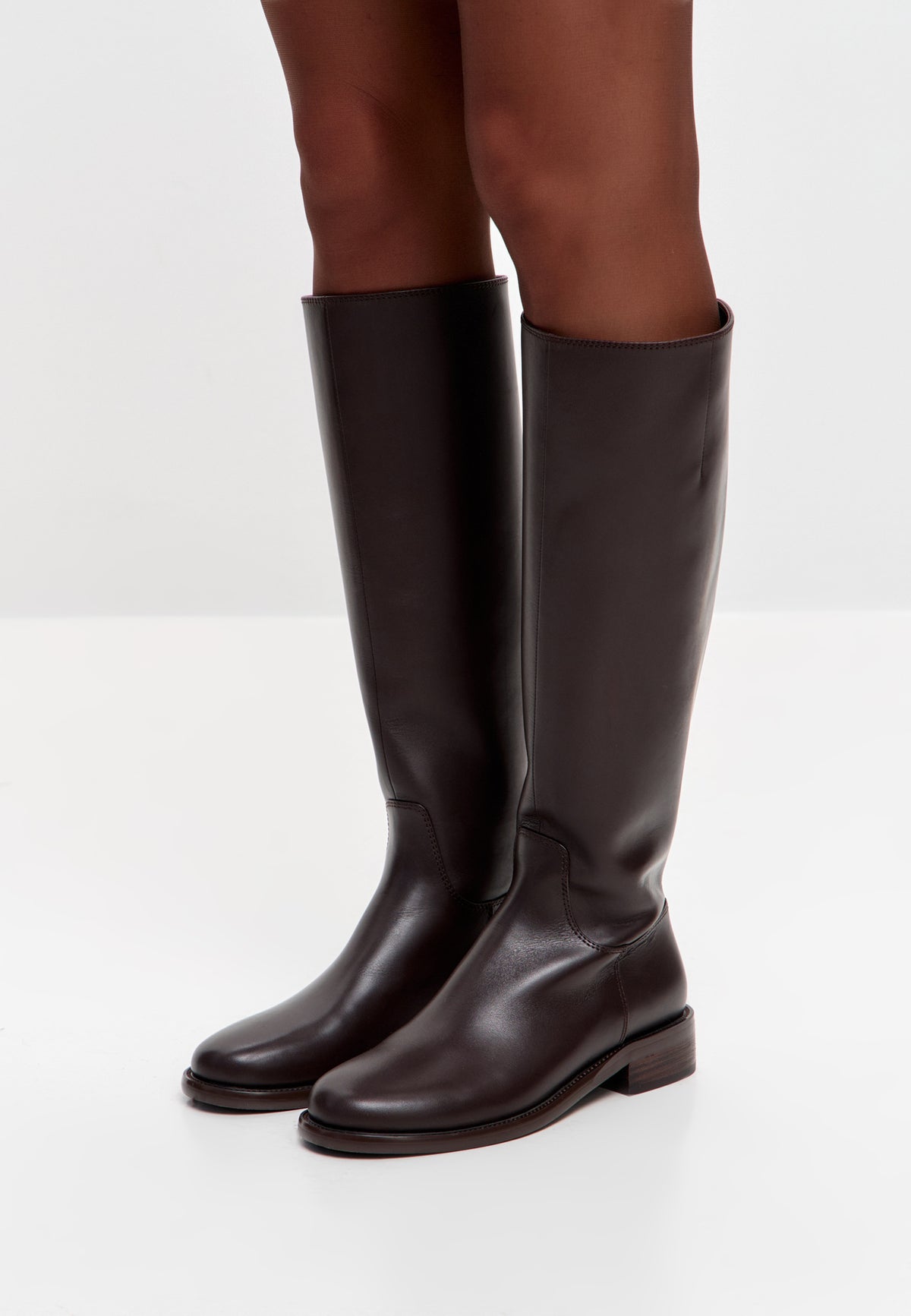 Kniehohe Reitstiefel aus Leder – Schwarz