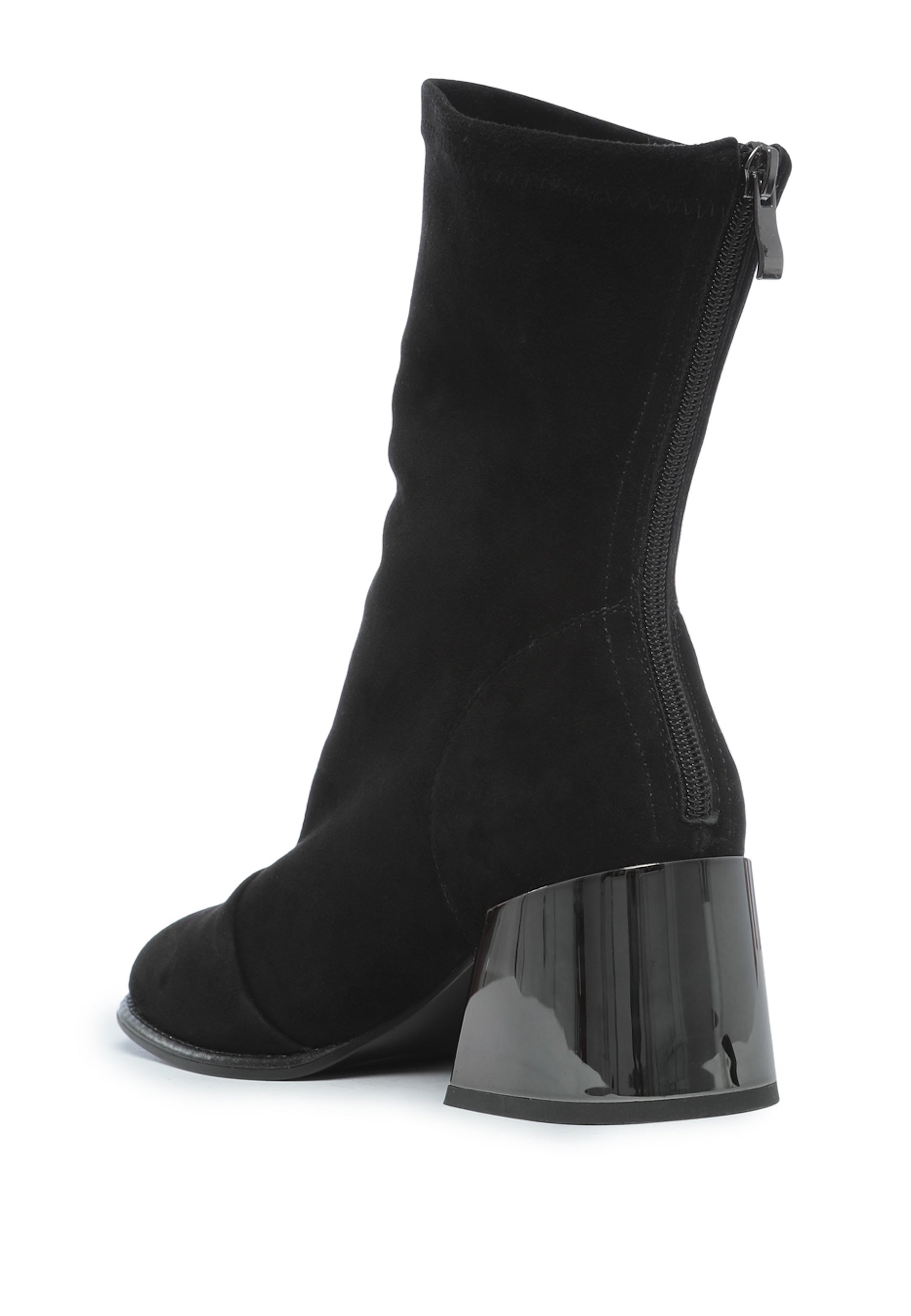 Black Suede Ankle Boots with Block Heel - Elegant & Comfortable