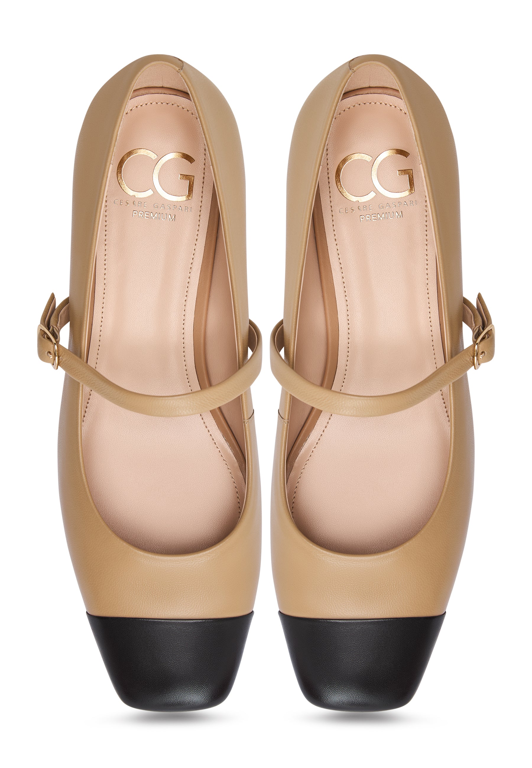 Elegantes tacones Mary Jane Briar - Beige y negro