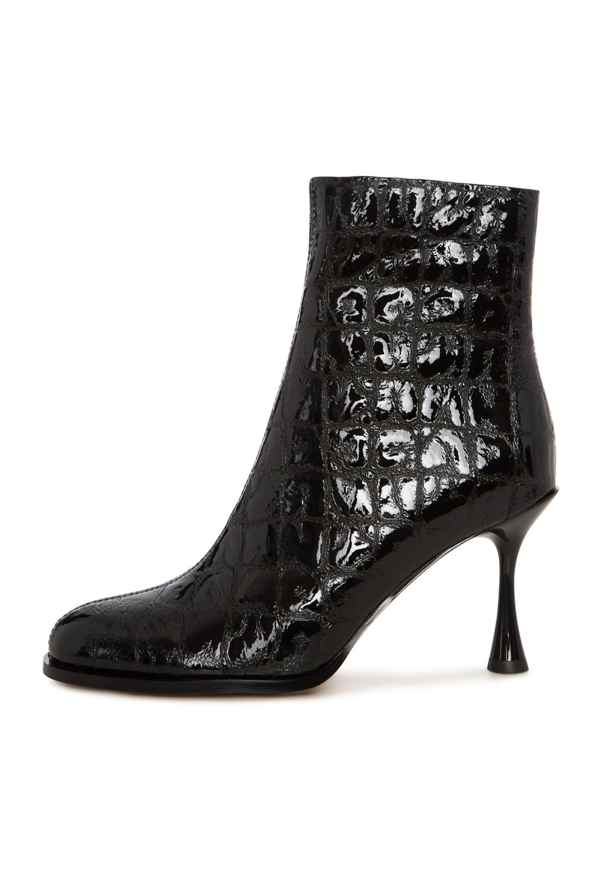 Croc Noir Stiletto Ankle Boot