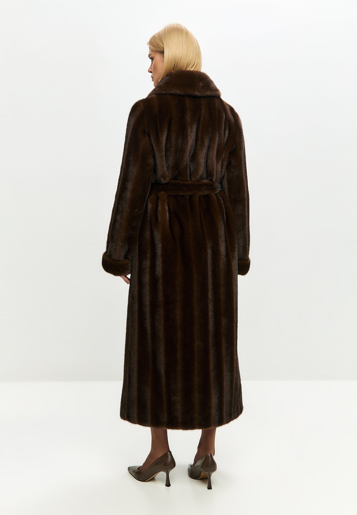 Dark Brown Maxi Faux Fur Coat