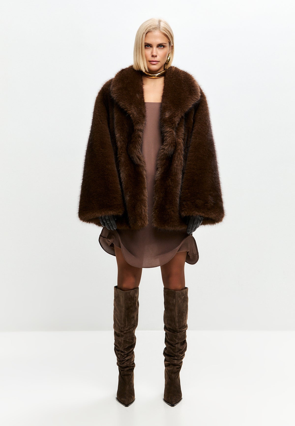 Chocolate Oversized Brown Faux Fur Jacket