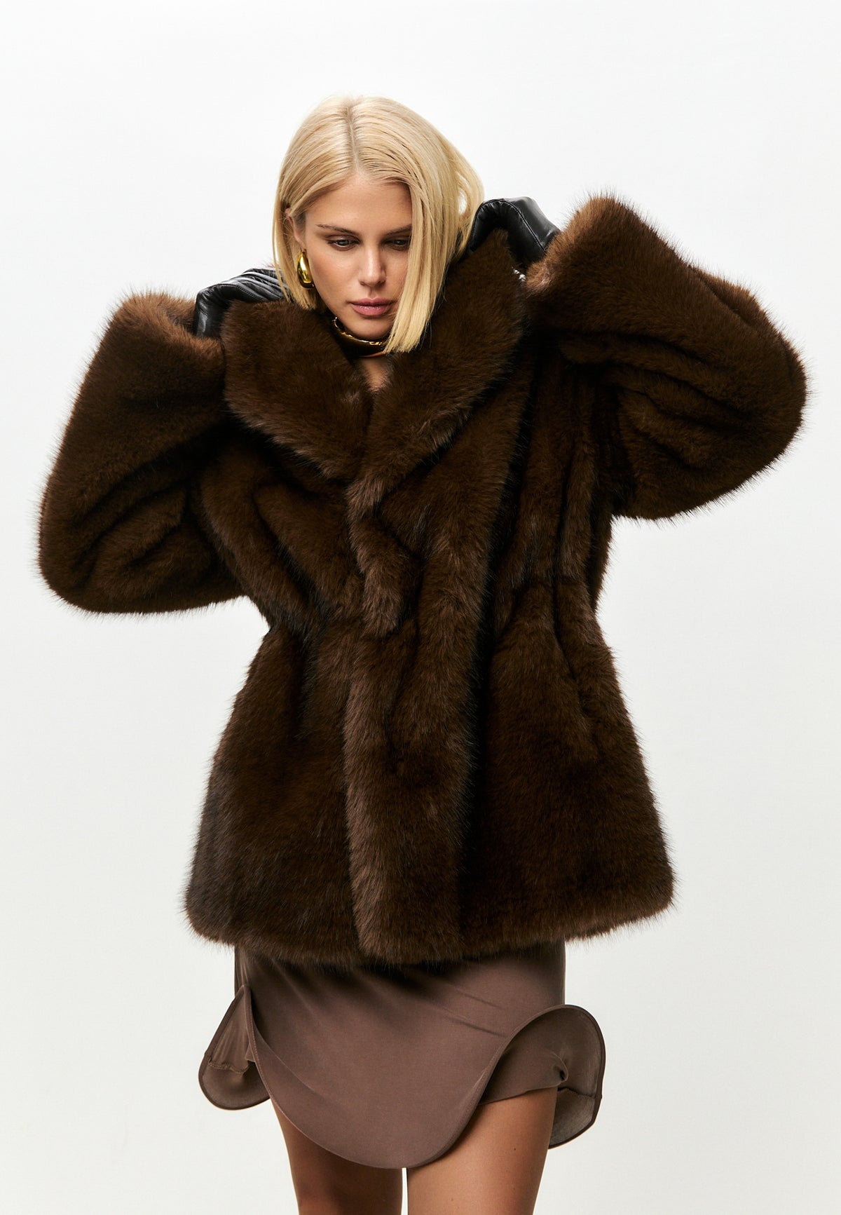 Chocolate Oversized Brown Faux Fur Jacket