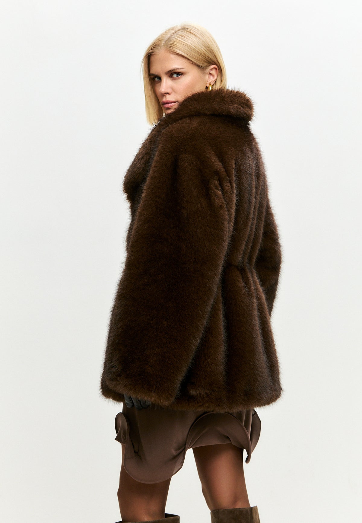 Chocolate Oversized Brown Faux Fur Jacket