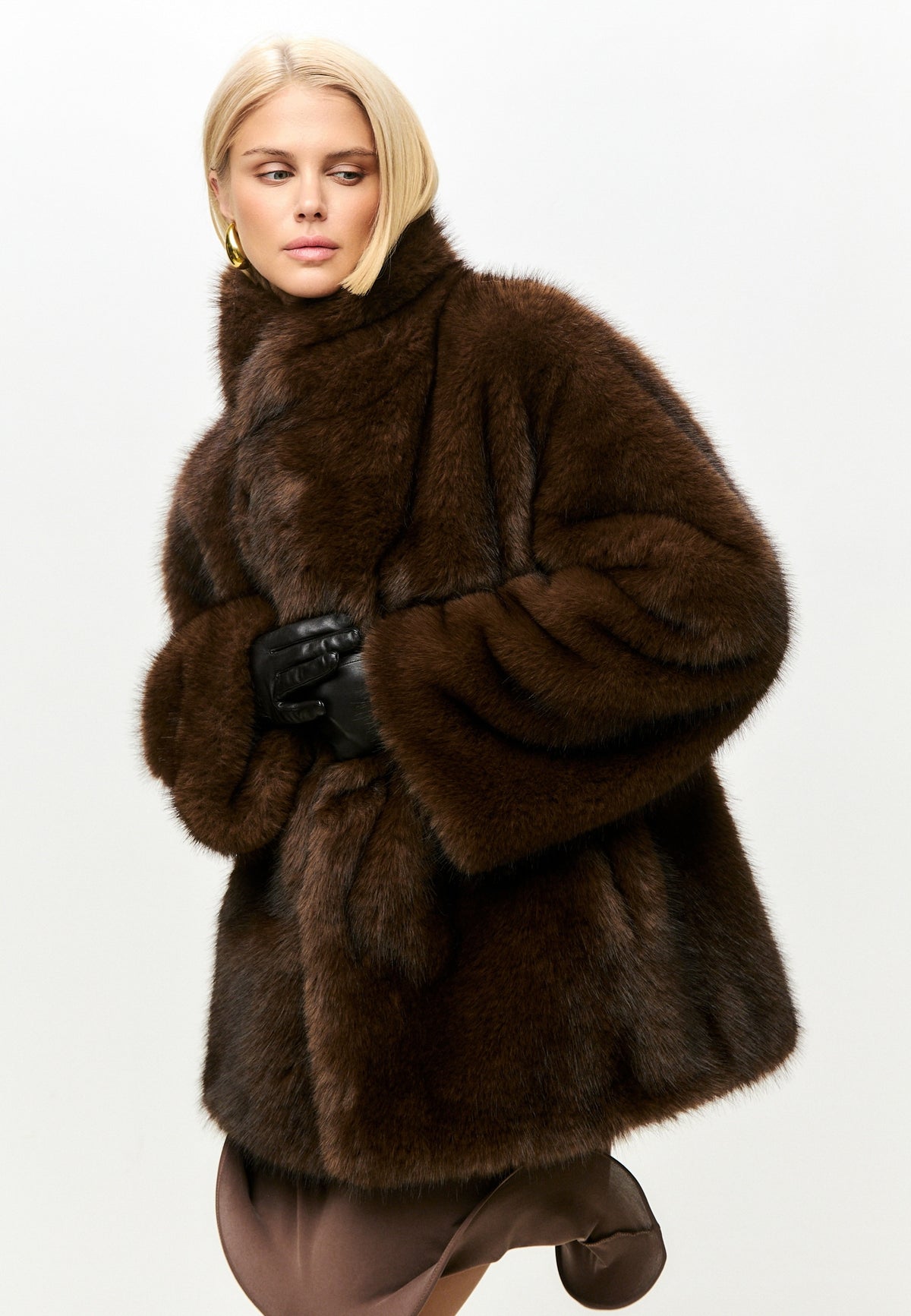 Chocolate Oversized Brown Faux Fur Jacket
