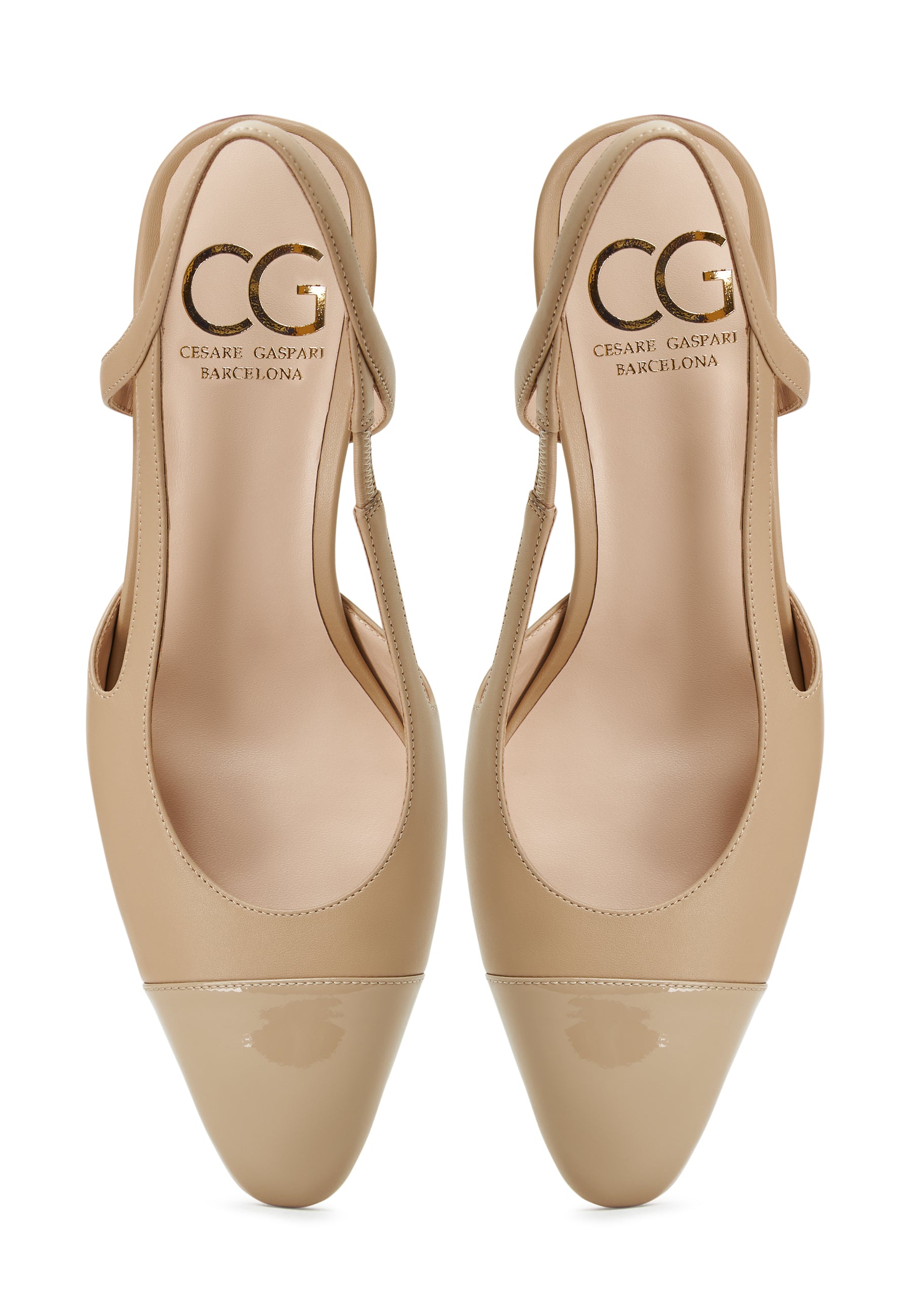 Slingback Block Heels Pumps Jasmine - Beige